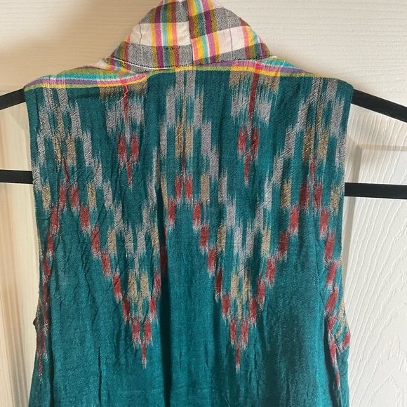 Teal Sleeveless women’s Striped Long Vest - Picture 7 of 11